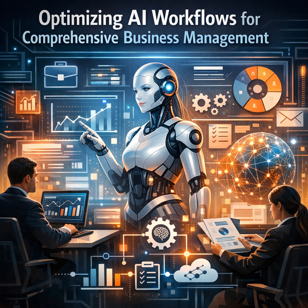 Flowchart illustrating AI-powered optimization in business management workflows.
