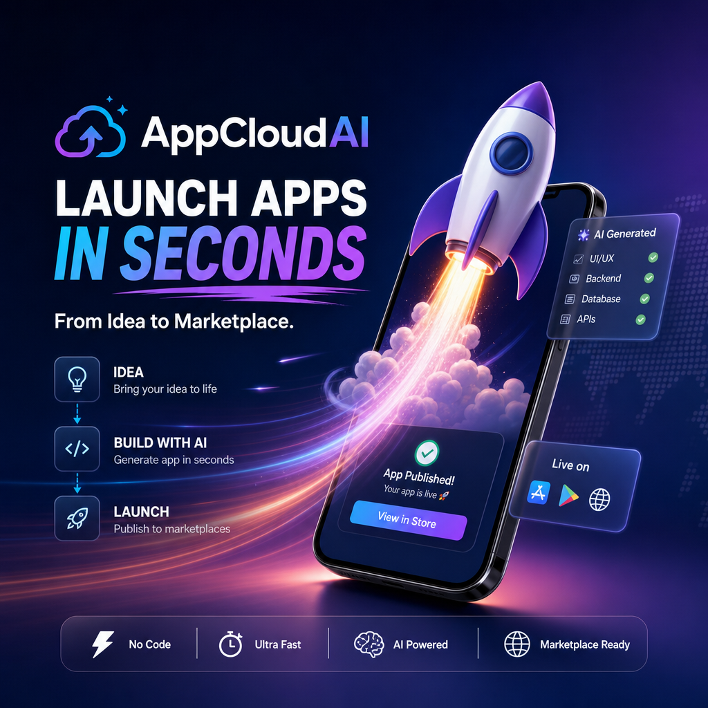 Illustration of AppCloudAI: Launch Apps in Seconds From Idea to Marketplace