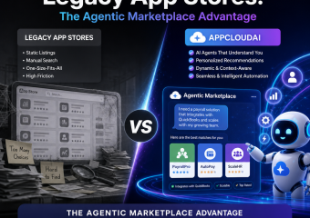 Illustration of AppCloudAI vs Legacy App Stores: The Agentic Marketplace Advantage