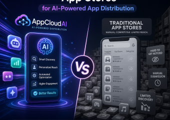 Illustration of AppCloudAI vs Traditional App Stores for AI-Powered App Distribution