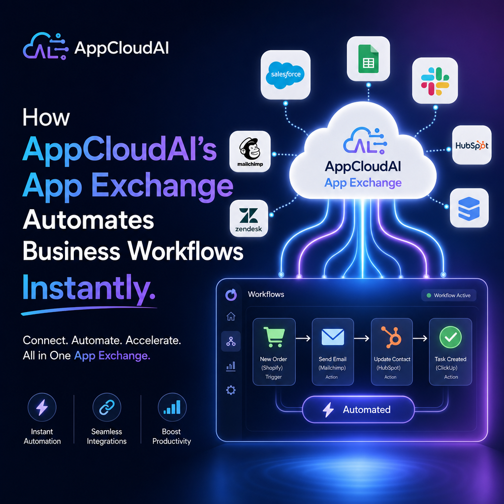 AppCloudAI App Exchange illustration for How AppCloudAI’s App Exchange Automates Business Workflows Instantly