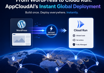 Diagram of AppCloudAI moving WordPress sites to Google Cloud Run (Incomplete: max_output_tokens)