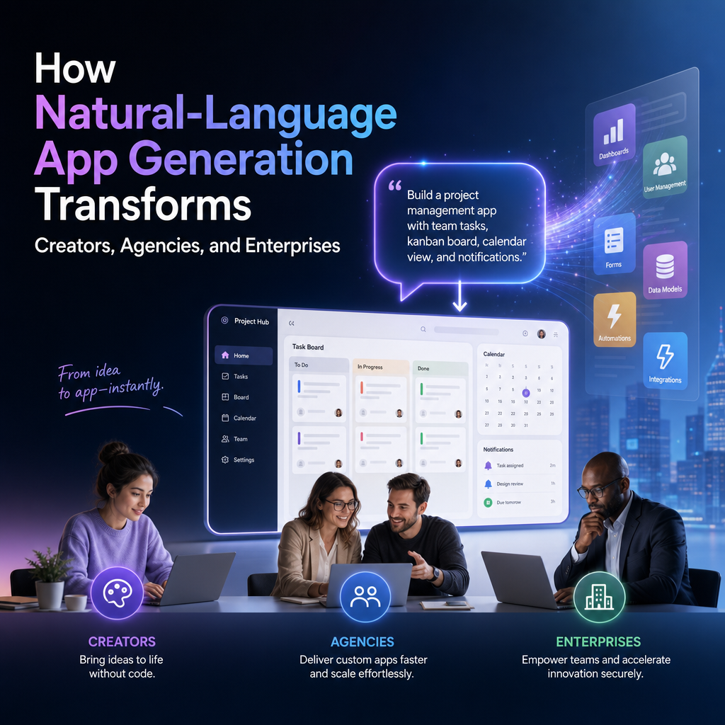 Illustration of How Natural-Language App Generation Transforms Creators, Agencies, and Enterprises