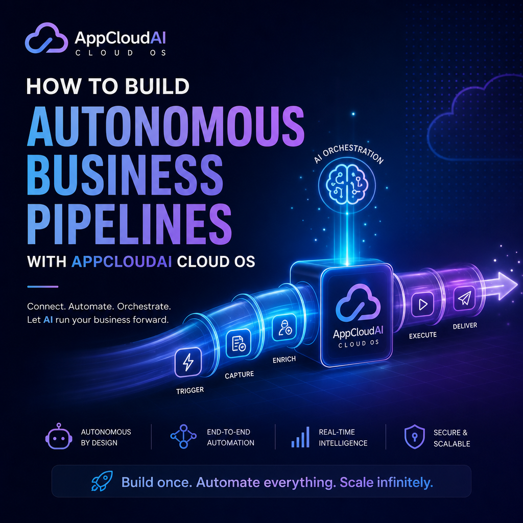 Illustration of How to Build Autonomous Business Pipelines With AppCloudAI Cloud OS